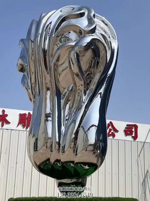 街道白菜雕塑 现代景观蔬菜雕塑 镜面果蔬雕塑