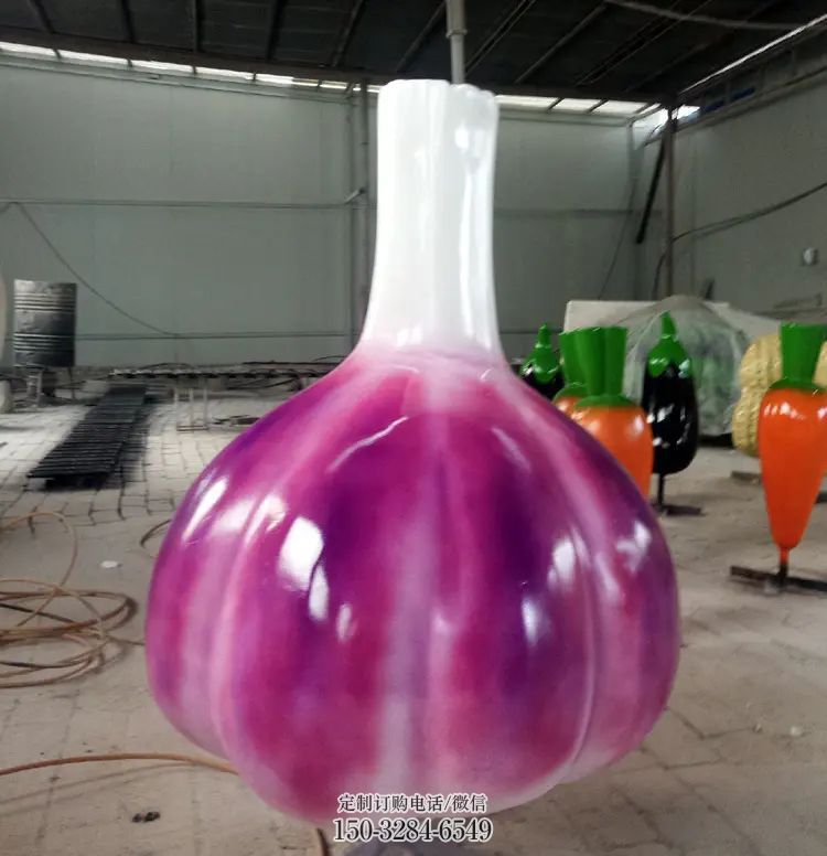 几何大蒜雕塑 庭院仿真雕塑 彩绘摆件