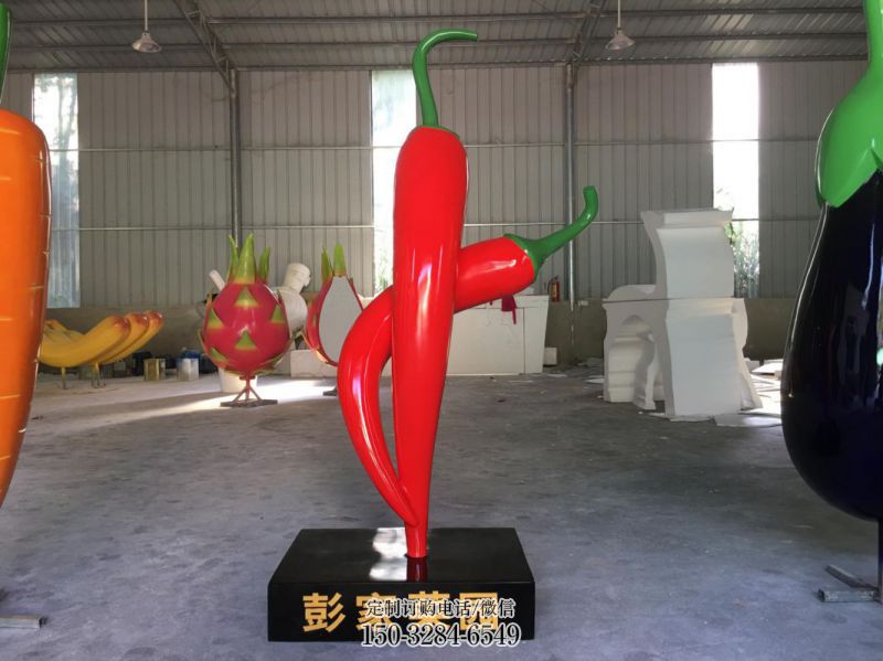 几何辣椒雕塑 庭院仿真雕塑 彩绘摆件