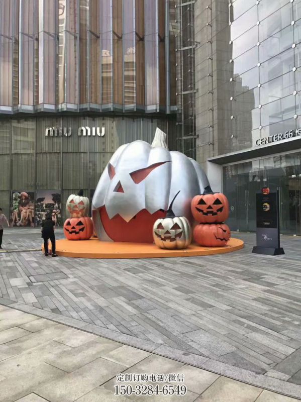 街道南瓜雕塑 现代景观水果雕塑 彩绘果蔬雕塑
