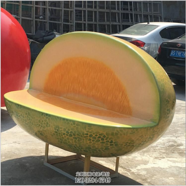 酒店哈密瓜雕塑 水果雕塑装饰精品 景观户外果蔬雕塑点击